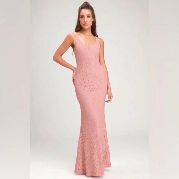 Lulus Dresses & Skirts - Lulus Floral Lace Glam Galore Blush Pink Lace Sleeveless Maxi Dress Size XS